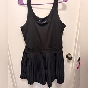 Black Pleated Activewear Tennis Dress